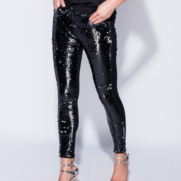 black sequin jeans